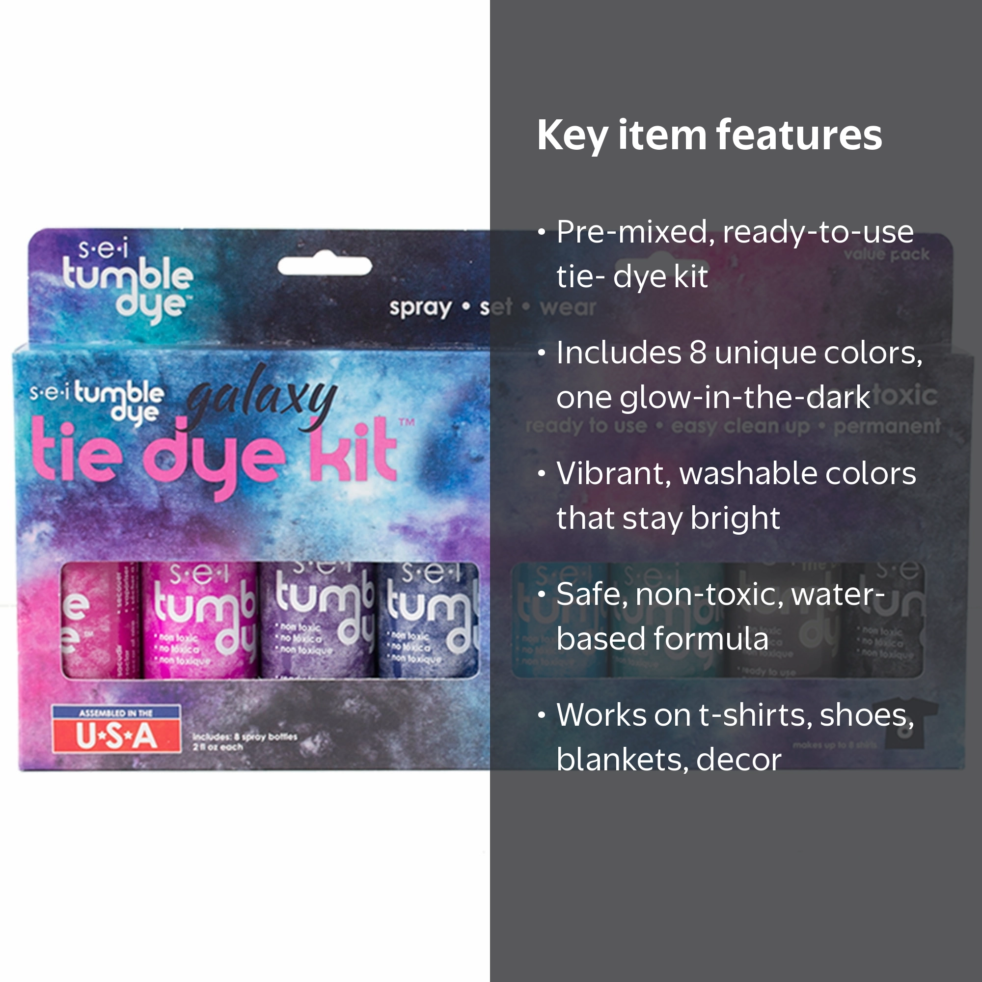 Sei Galaxy Tie Dye Kit, Craft and Fabric Spray, 8 Colors - Walmart.com