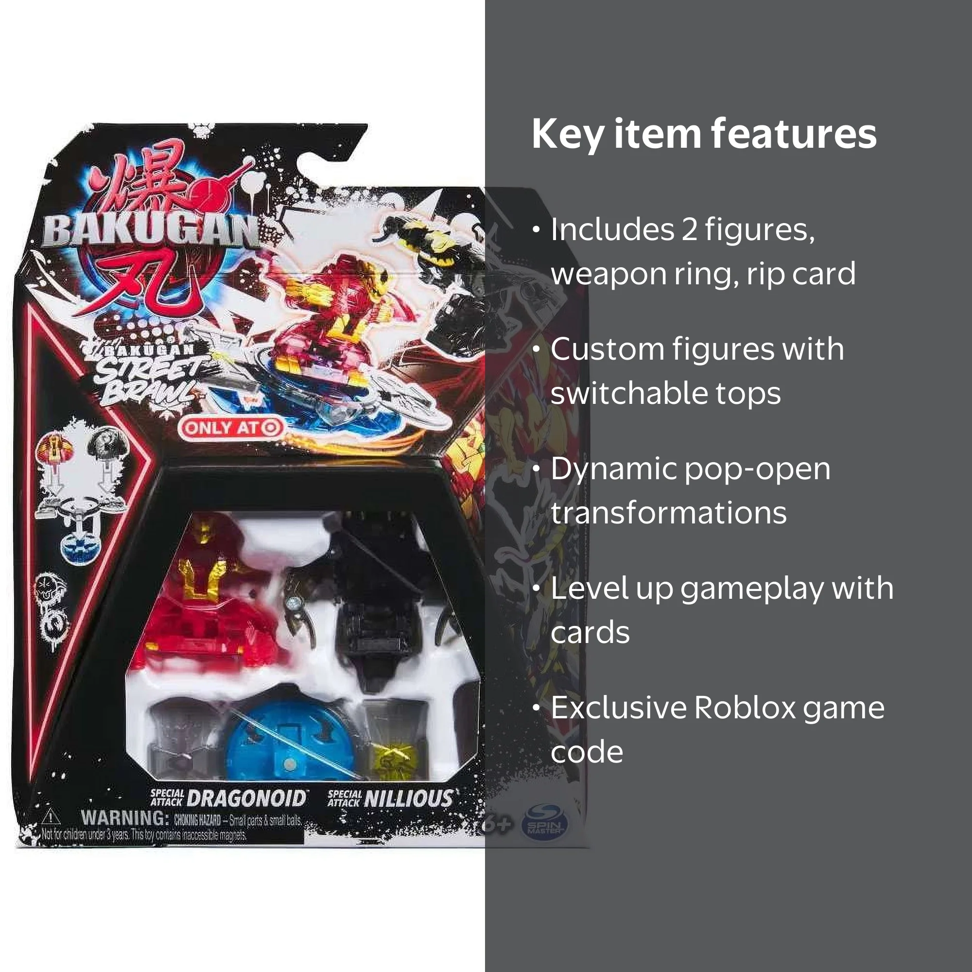 B073 PAWNSとなります Bakugan Street Brawl Dragonoid & Nillious Figure 2-Pack | Spin