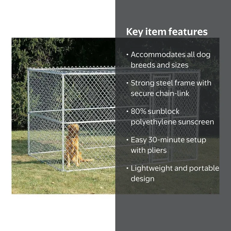 MidWest K9 Dog Kennel, Includes Sunscreen Cover, 10 x 6 x 6 feet