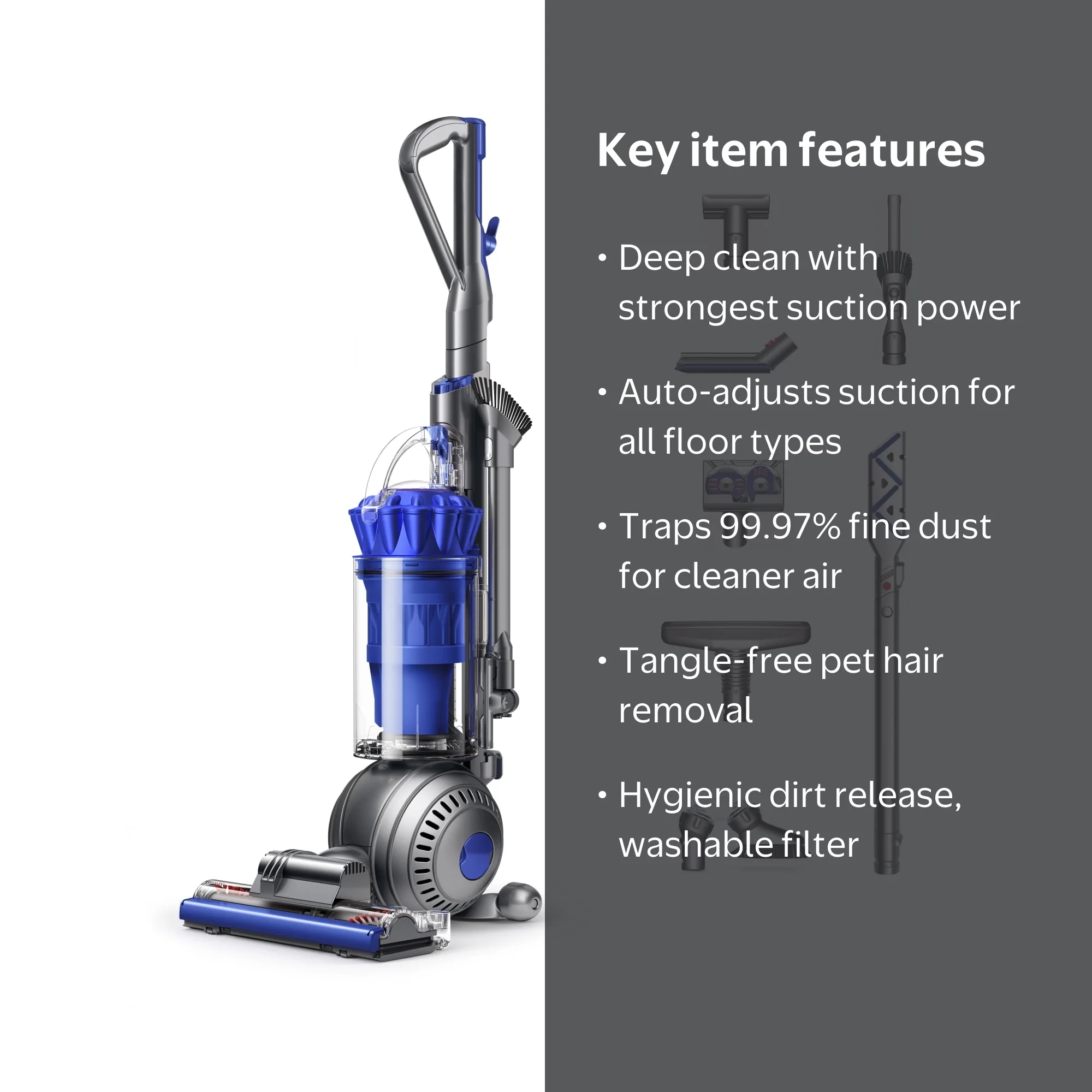 Dyson Ball Animal Total Clean Upright Vacuum, Iron/Blue, Pet Hair