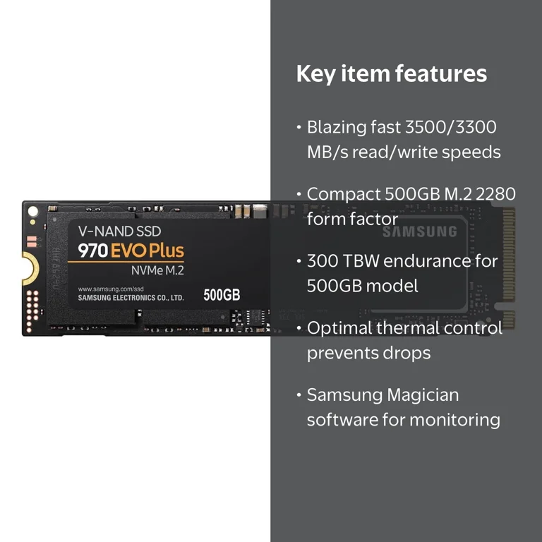 SAMSUNG 500GB Solid State Drive SSD 970 EVO Plus Series - PCIe
