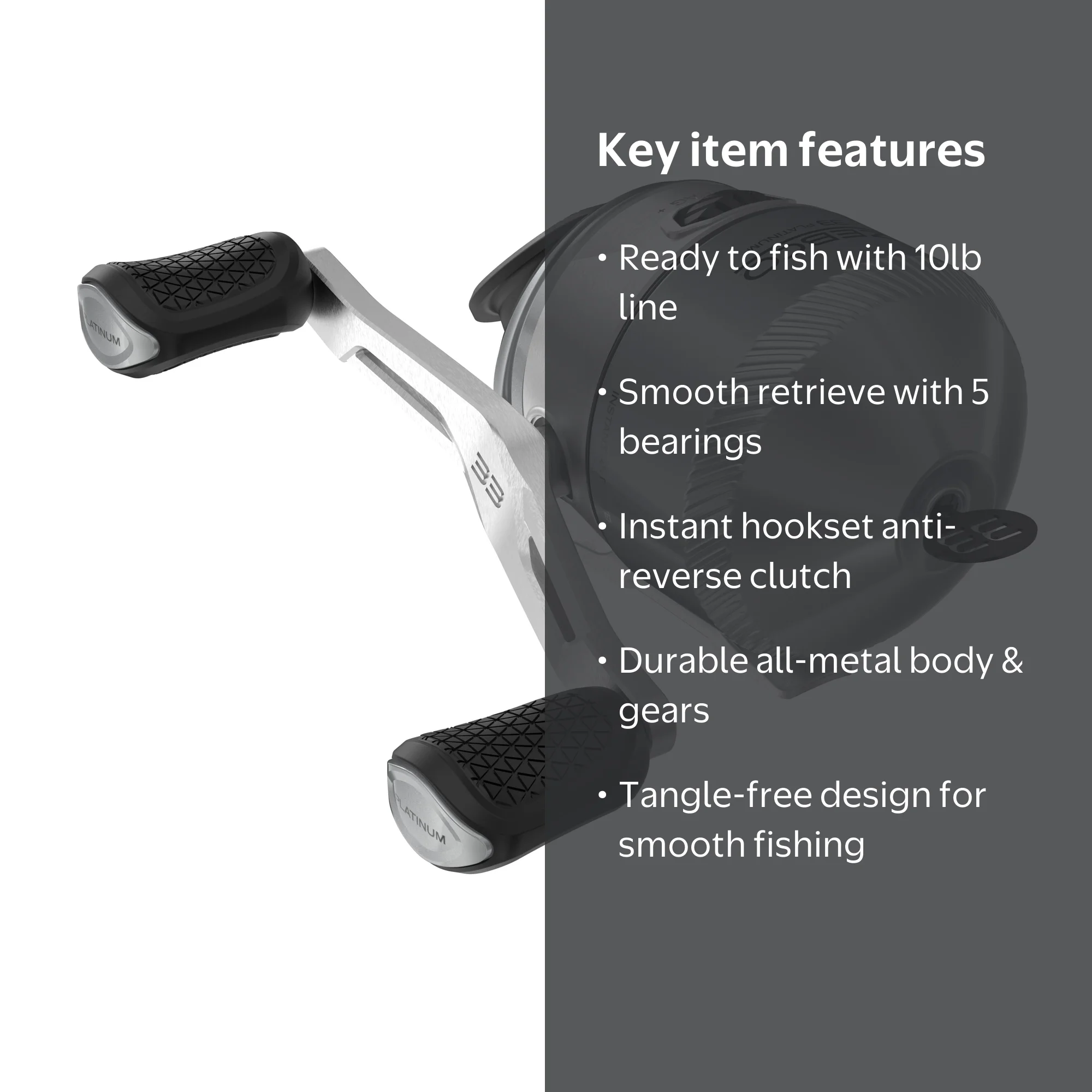 Zebco, Spincast Fishing Reel, 33 Platinum, All-Metal Body