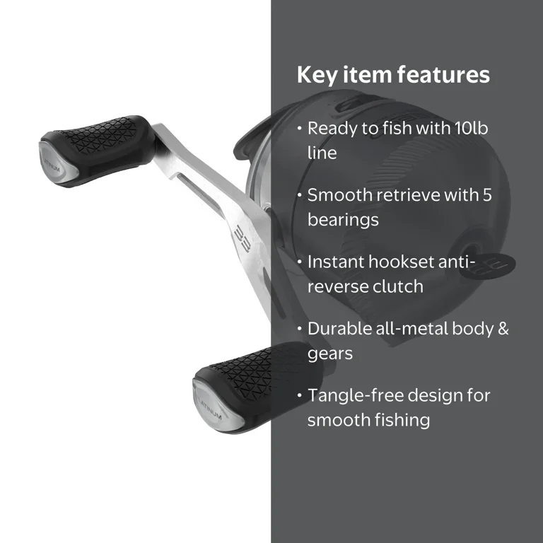 Zebco, Spincast Fishing Reel, 33 Platinum, All-Metal Body