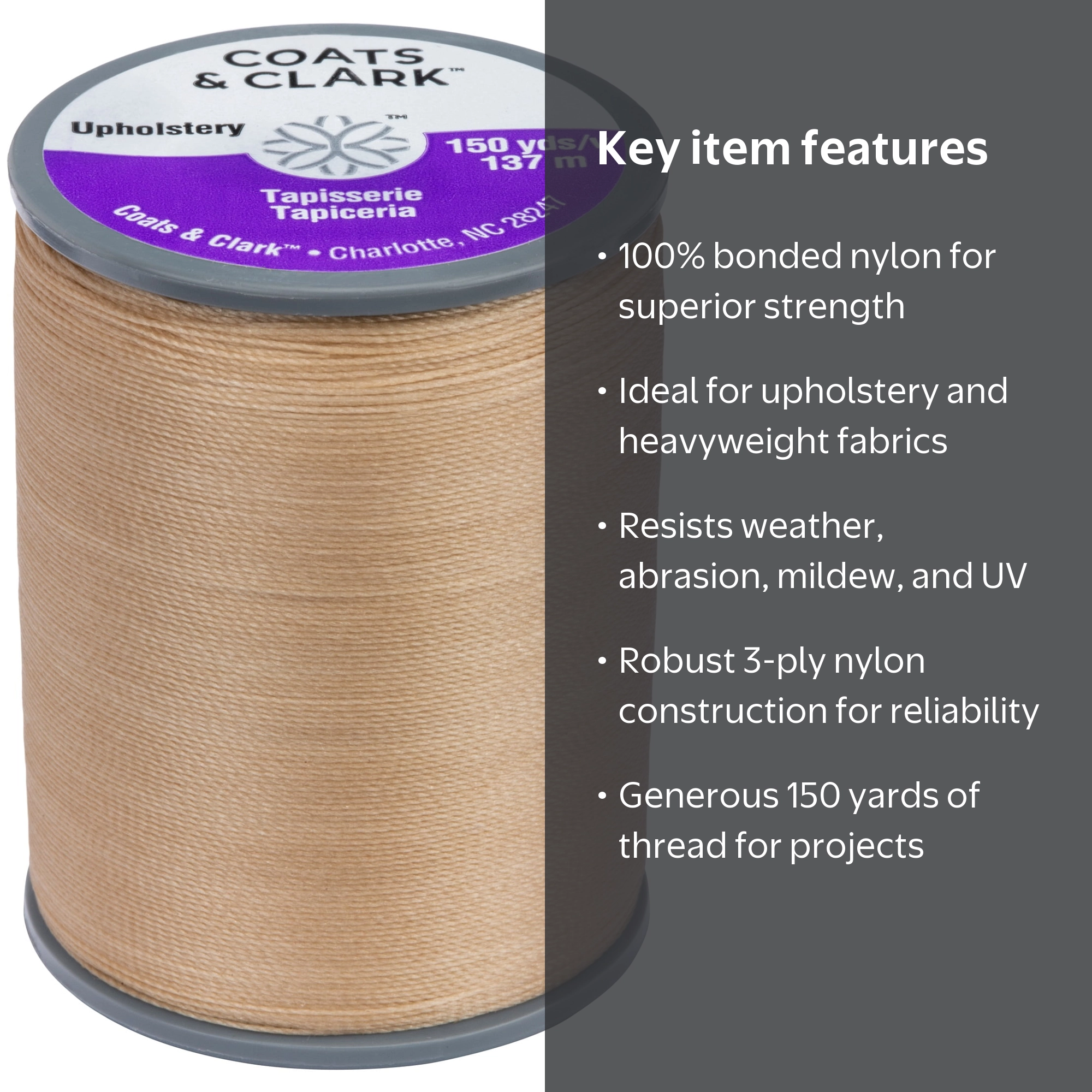 Coats & Clark Upholstery Bonded Nylon Thread, 150 Yards, #69