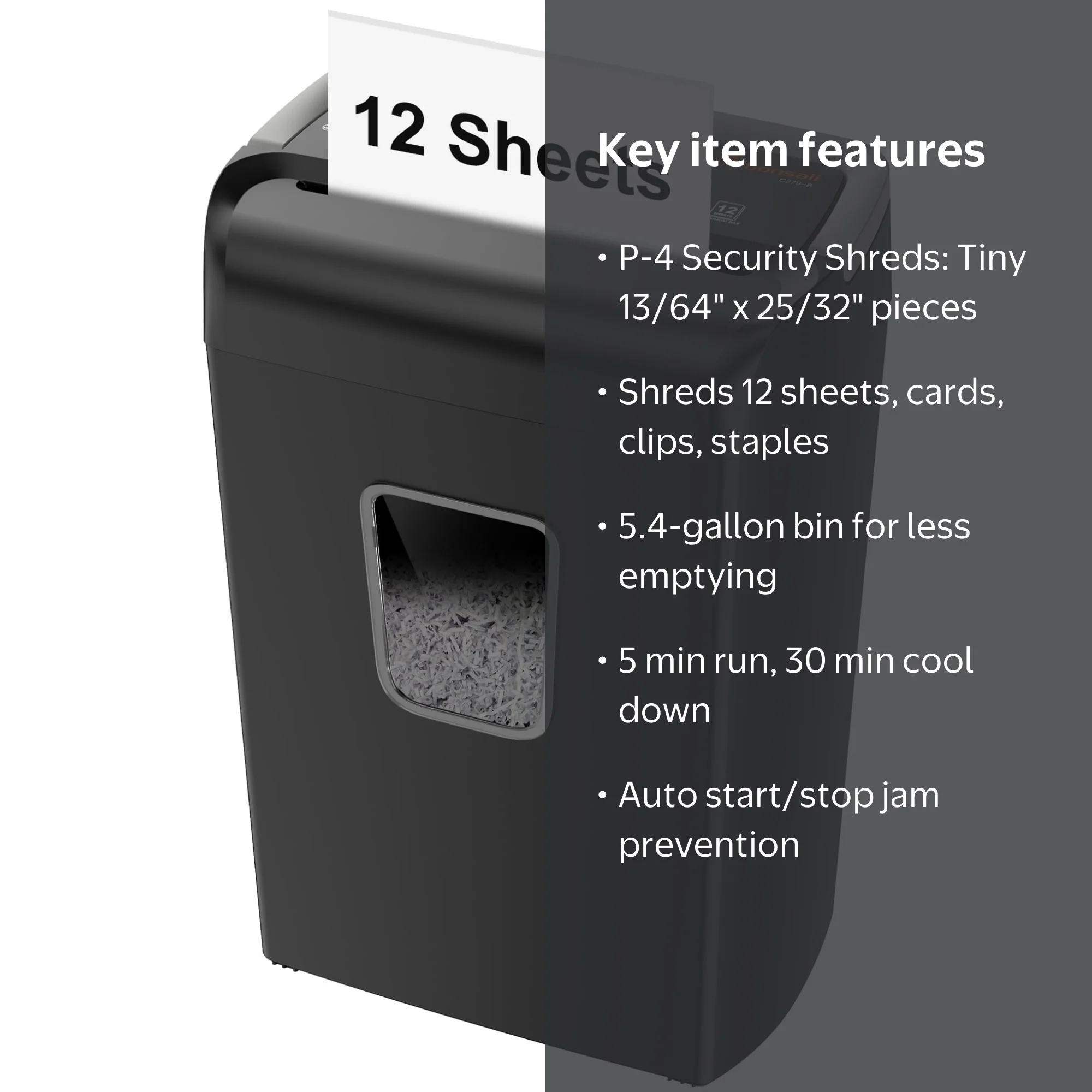 Bonsaii 12-Sheet Cross Cut Paper and Credit Card Shredder, P-4