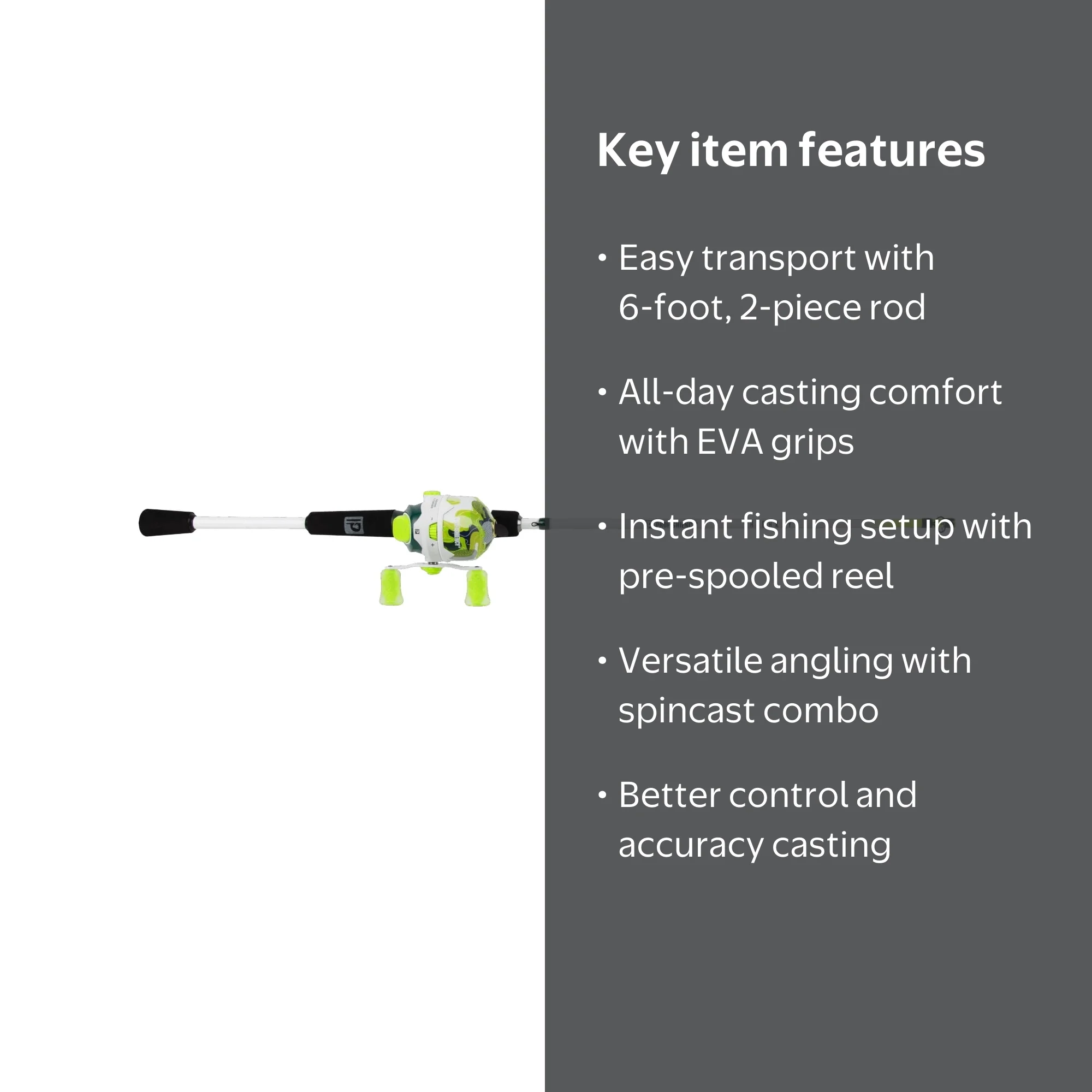 ProFISHiency HighKey Medium 6' 2-Piece Spincast Combo Fishing Rod