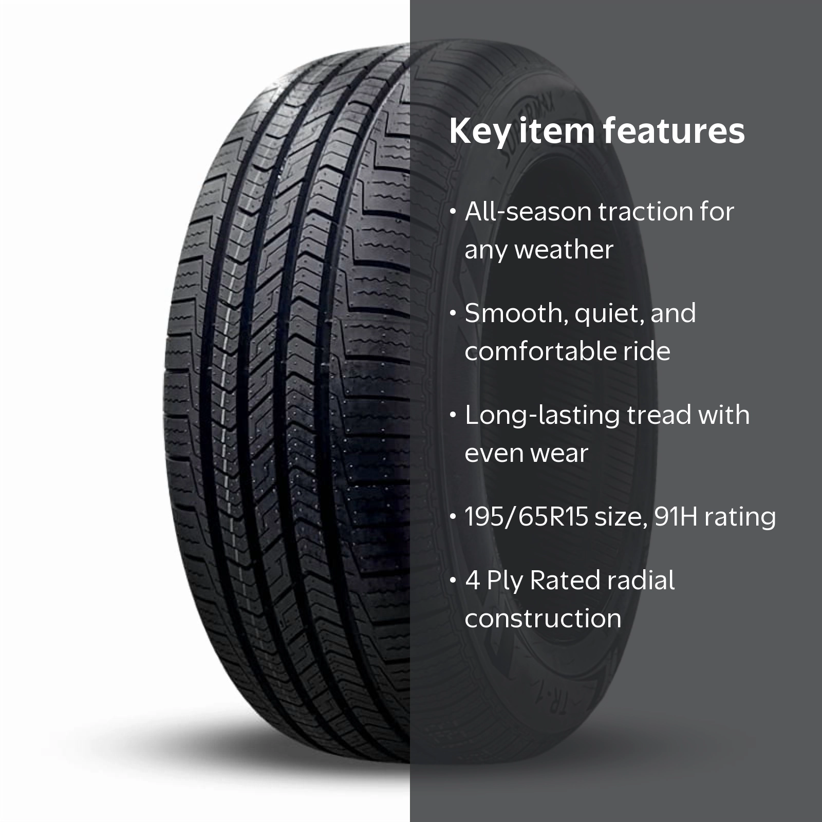 Supermax, City Touring Tires, TR-1 195/65R15 91H, Black - Walmart.com