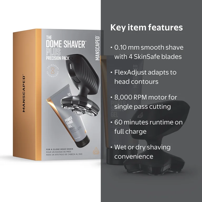 MANSCAPED Dome Shaver Plus Precision Pack, Electric Head Shaver