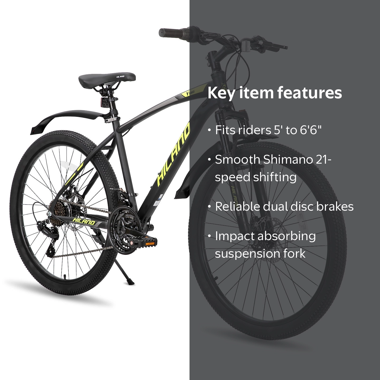 HILAND Mountain Bike 26/27.5 Inch Shimano 21 Speed Dual-Disc Brake