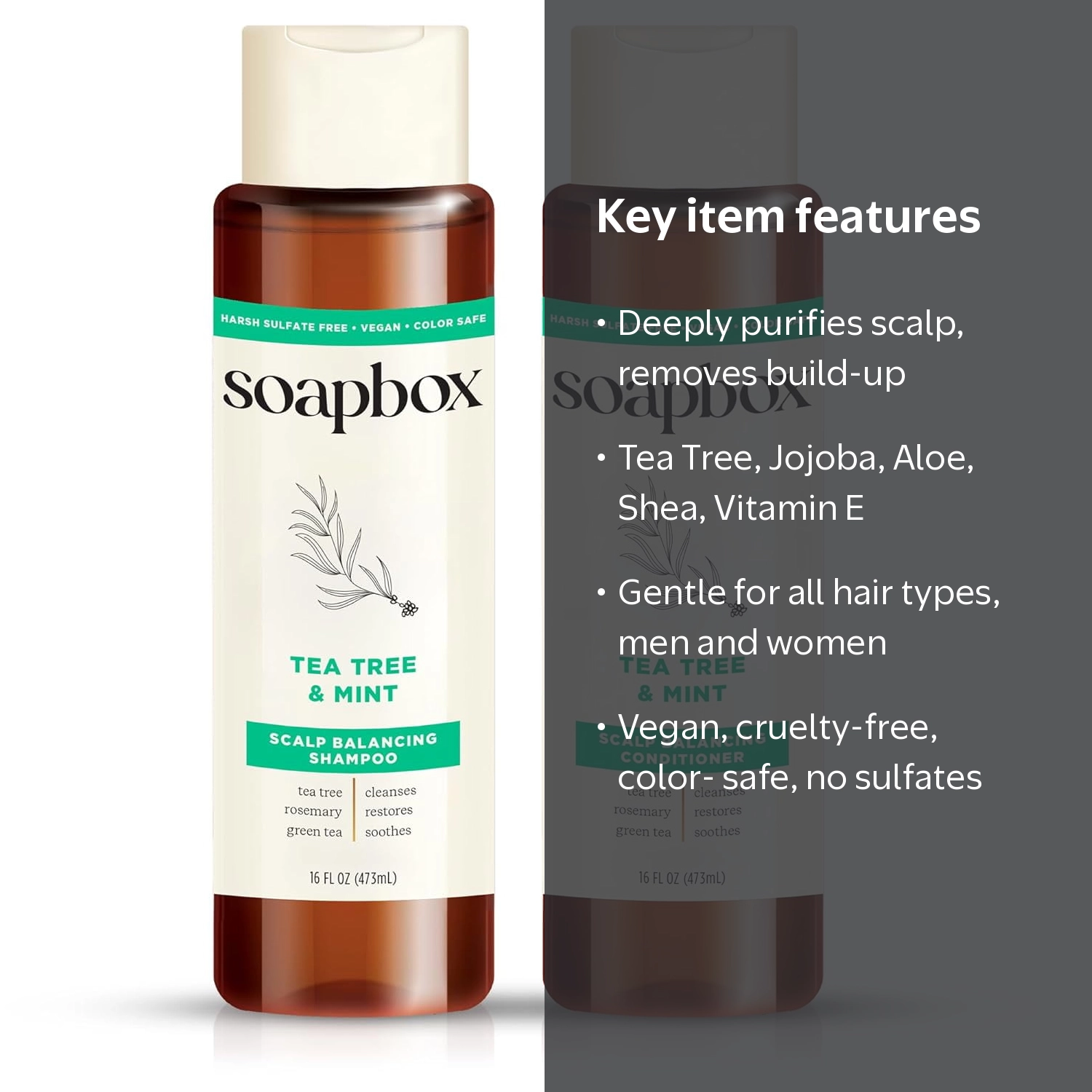 Soapbox Shampoo and Conditioner Set with Tea Tree Oil, Jojoba Oil