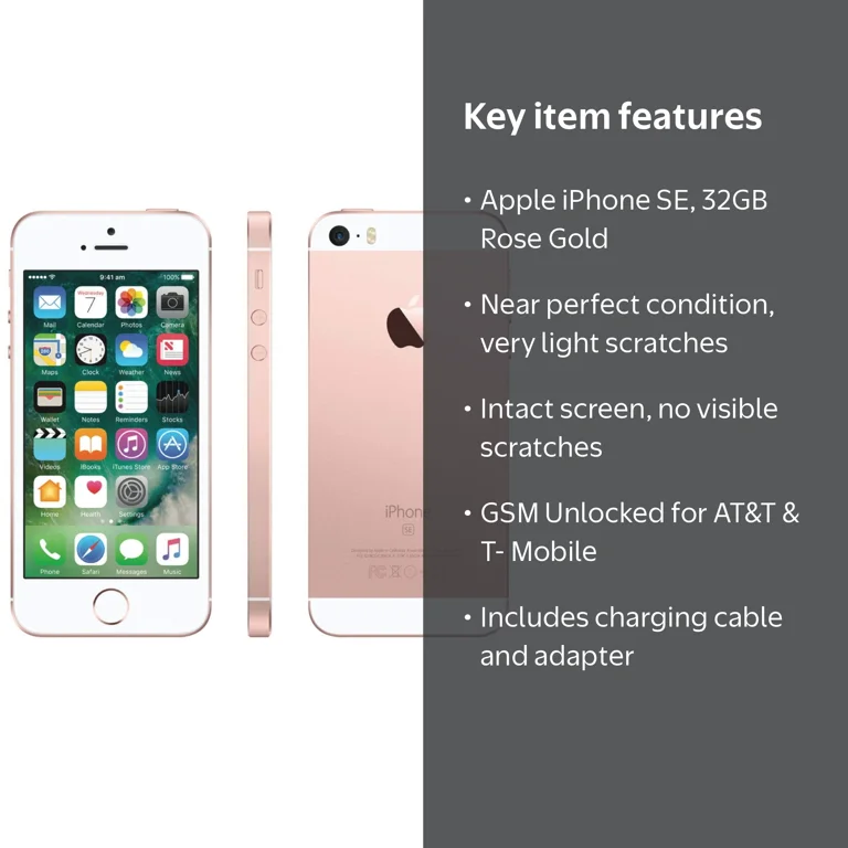 Apple iPhone SE, Pre-Owned, Unlocked, 32GB, Rose Gold, Used