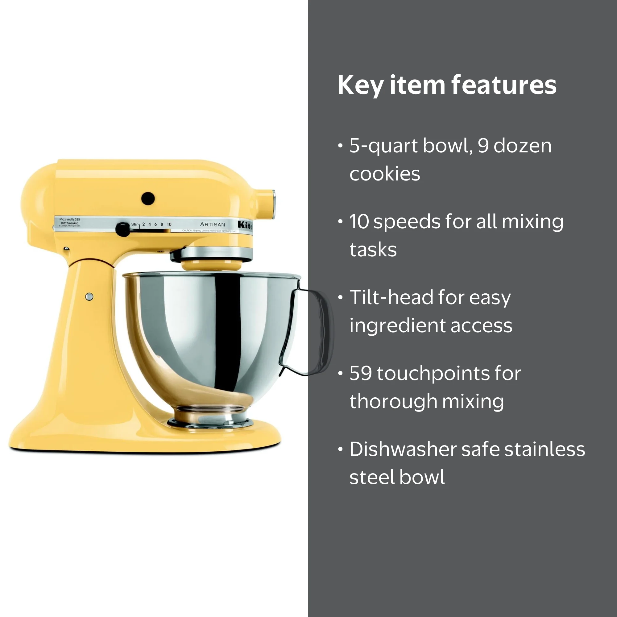 KitchenAid Artisan Series 5 Quart Tilt-Head Stand Mixer, Majestic