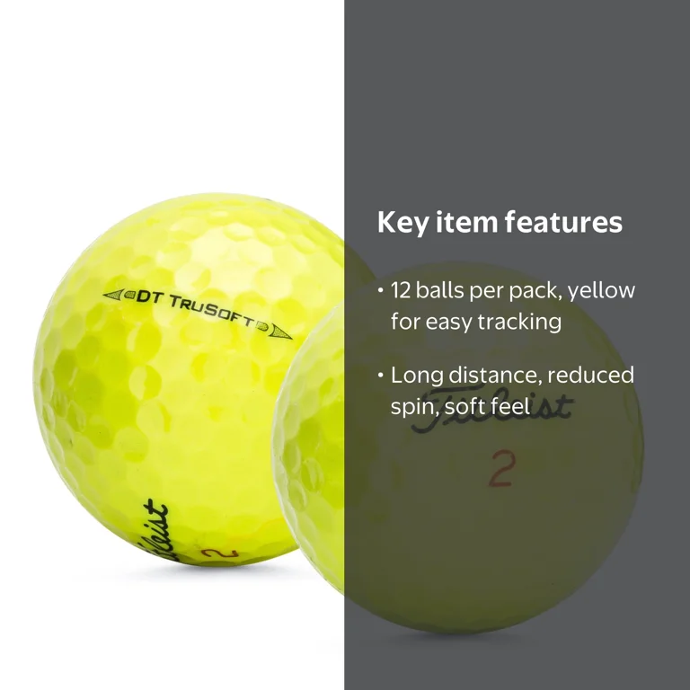 titleist golf boll タイトリスト　イエローカラー　2ダース Titleist DT TruSoft Golf Balls, Yellow, AAAA Quality, 12 Pack, by