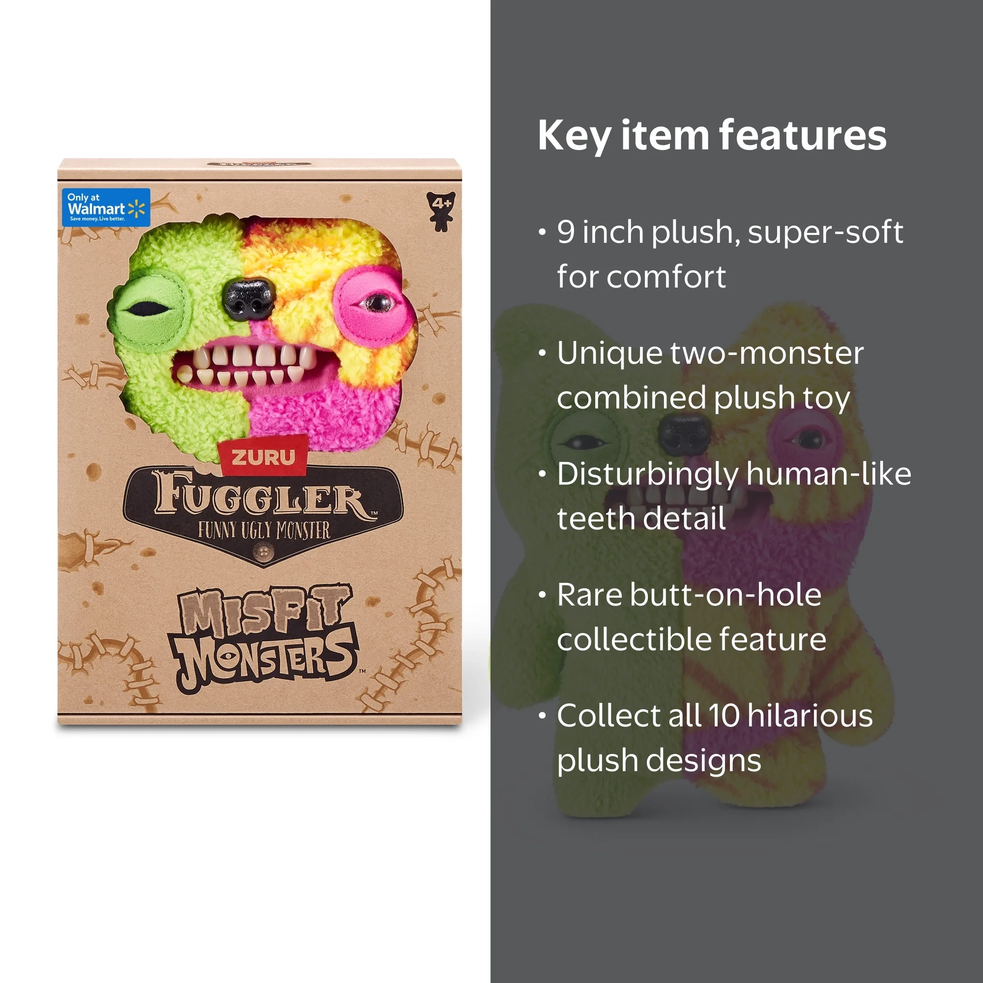 Fuggler, Misfit Monsters, 9 inch, Green & MultiBoth Teddy Pile