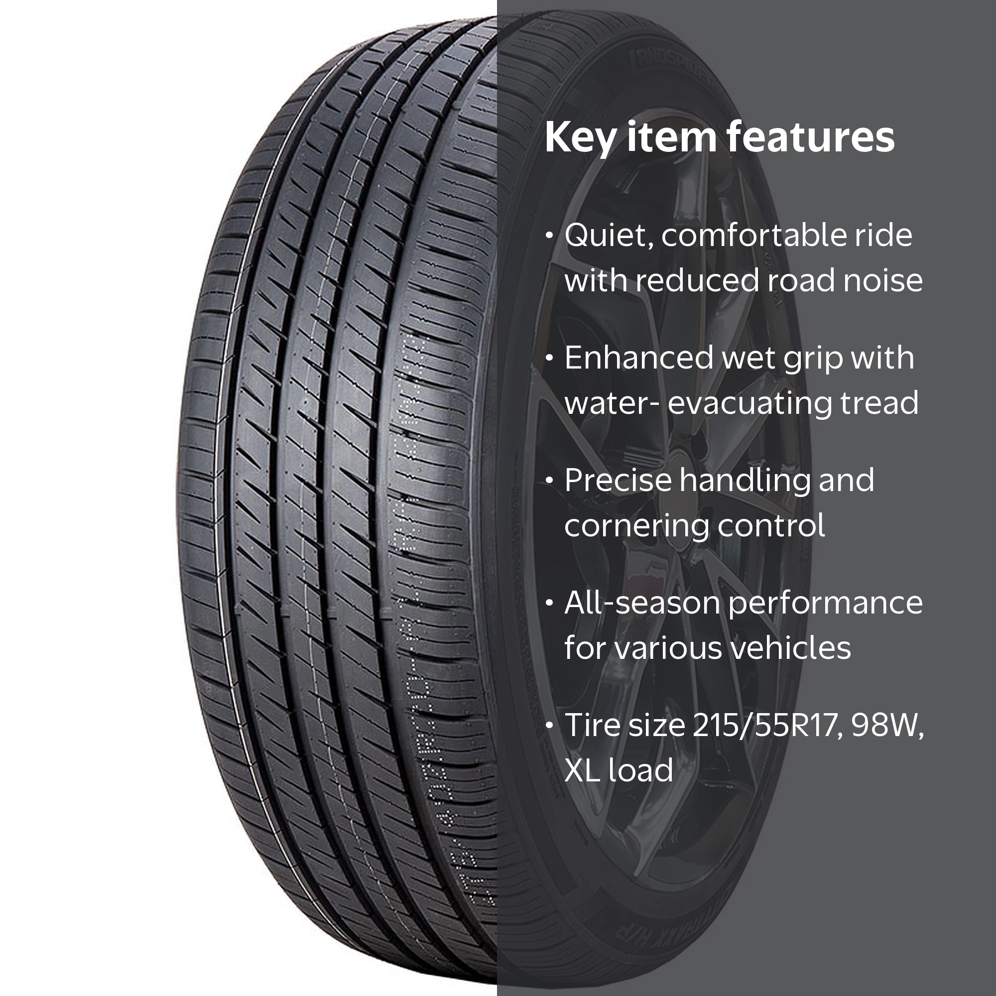 Landspider, Passenger Tire, 215/55R17 98W XL, All Season - Walmart.com