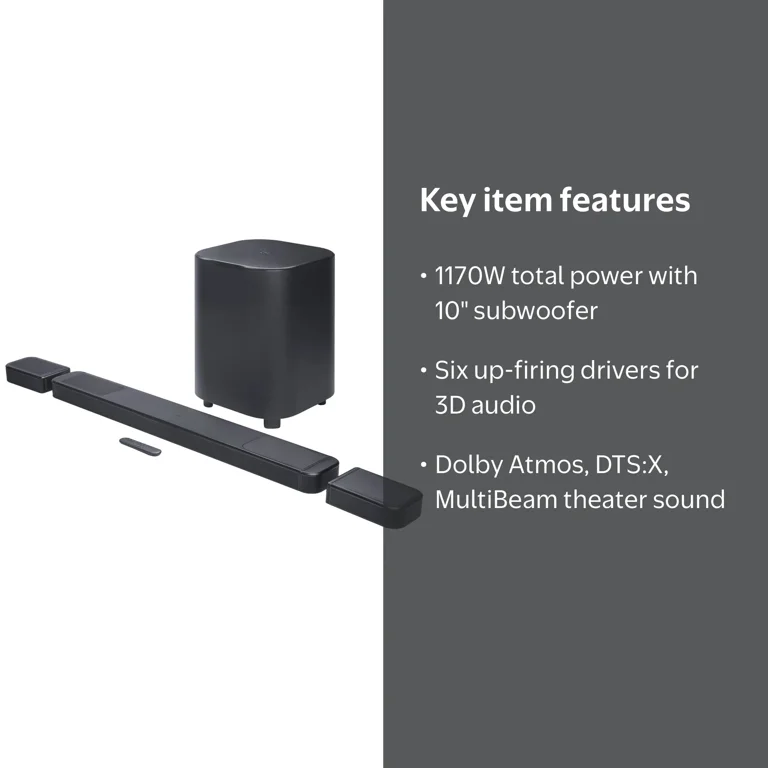 JBL, Soundbar System, 11.1.4 Channel, Dolby Atmos, Wireless