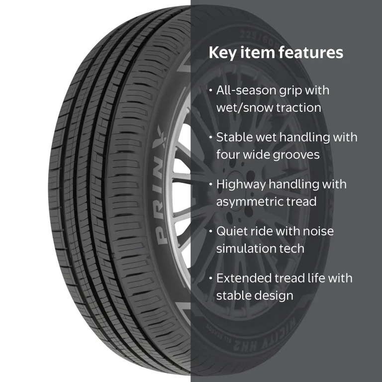 Prinx, Passenger Tire, 195/65R15 91H, All Season Black - Walmart.com