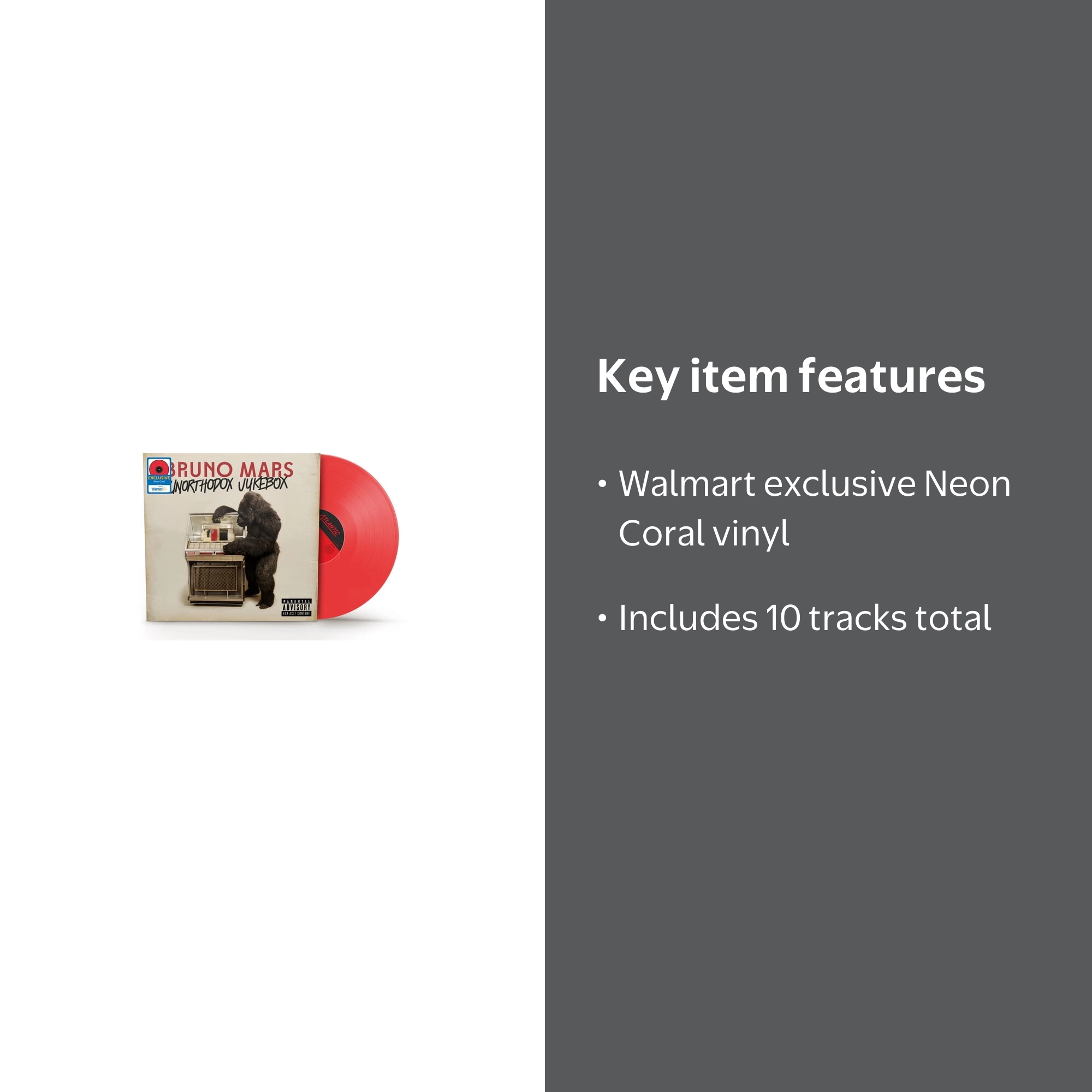 Bruno Mars, Vinyl, Unorthodox Jukebox (Neon Coral) Walmart