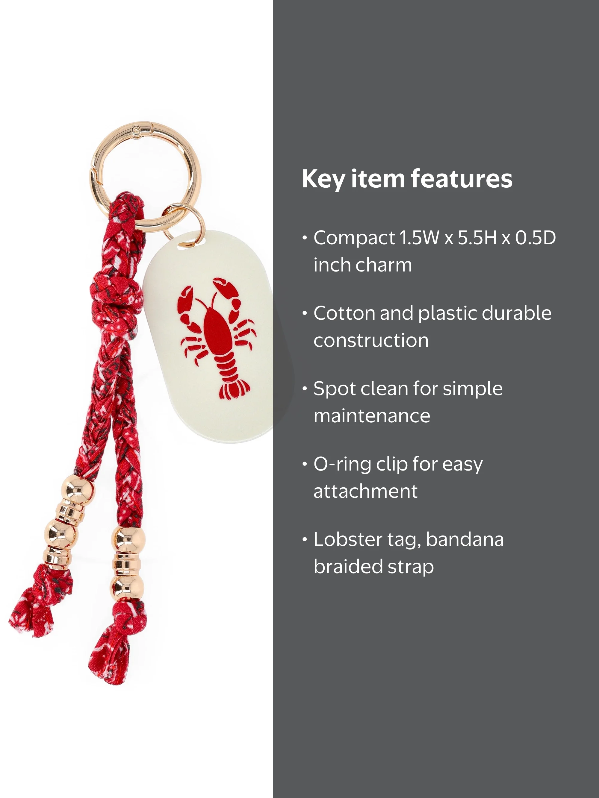 No Boundaries Women's Beach Icons Bag Charm, Red Bandana with