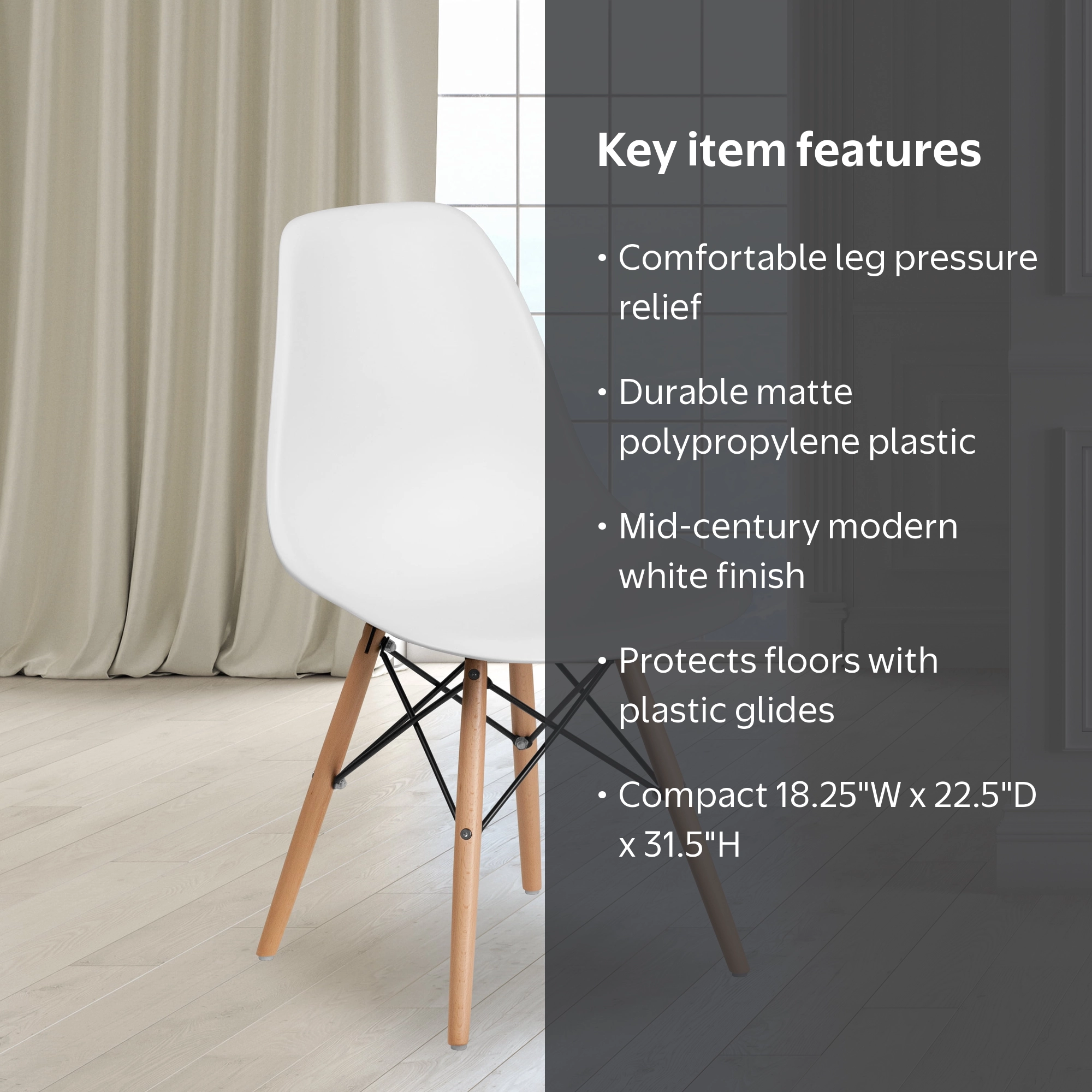 Emma + Oliver Sturdy Individual Modern White Plastic Chair with