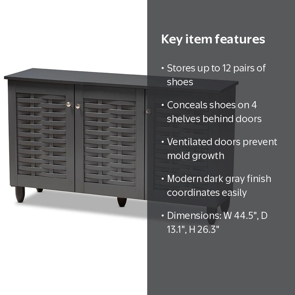 Baxton Studio Winda 3-Door Wooden Entryway Shoe Storage Cabinet