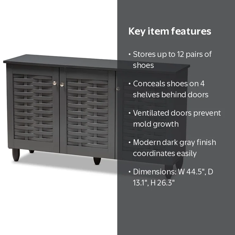 Baxton Studio Winda 3-Door Wooden Entryway Shoe Storage Cabinet