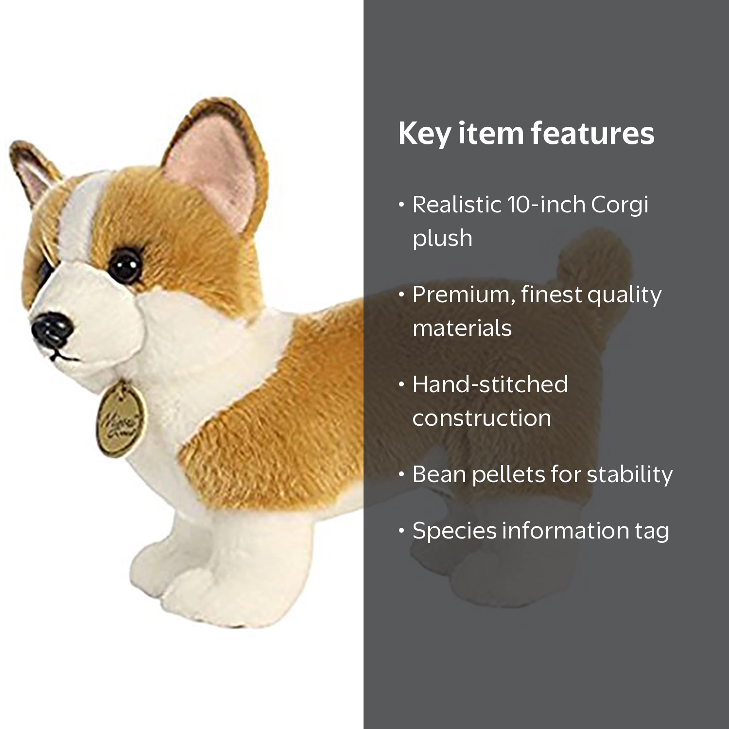 Aurora, Medium Brown Miyoni Corgi Plush, 10