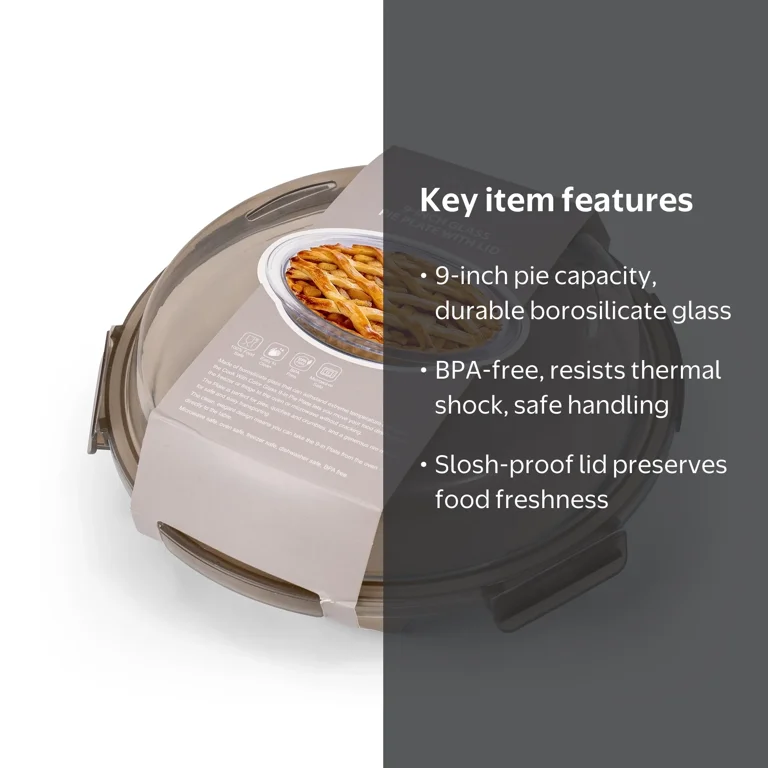 Cook with Color Glass Pie Dish with Lid, 9-inch, BPA-Free