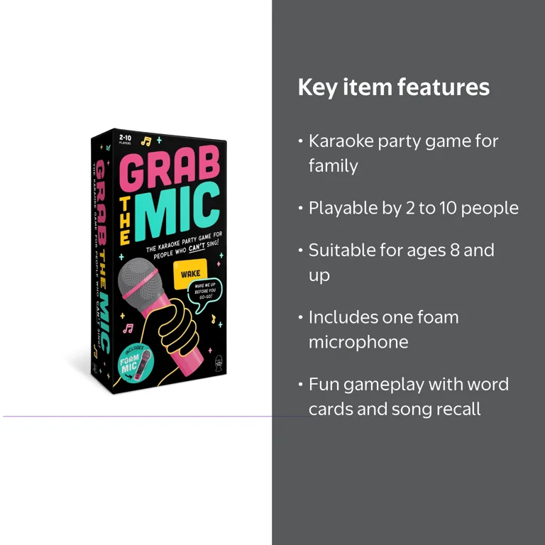 Lucky Egg Official Grab The Mic – Family Karaoke Board Game w/Foam