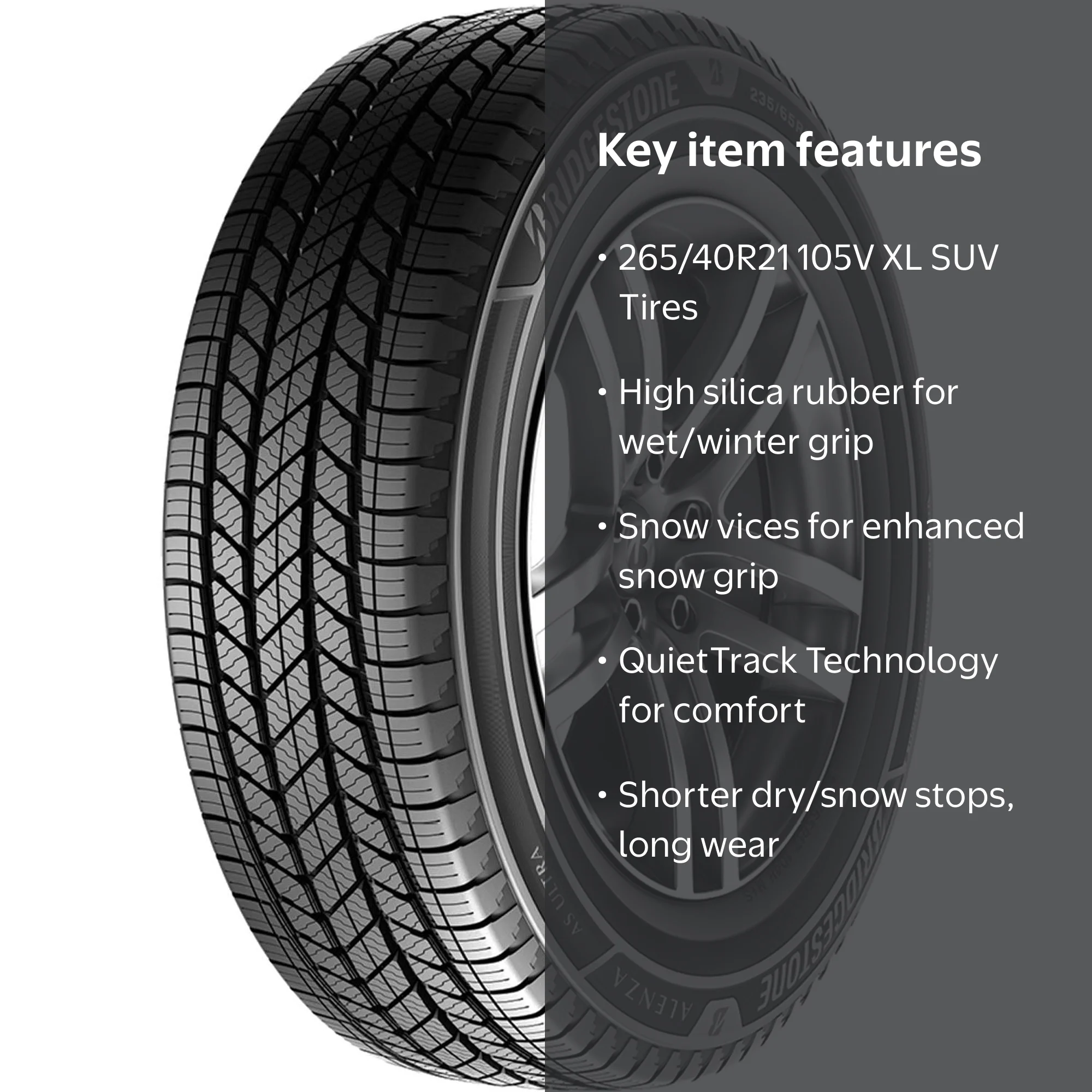 Bridgestone, Alenza A S Ultra All Season Tire, 265/40R21 105V XL