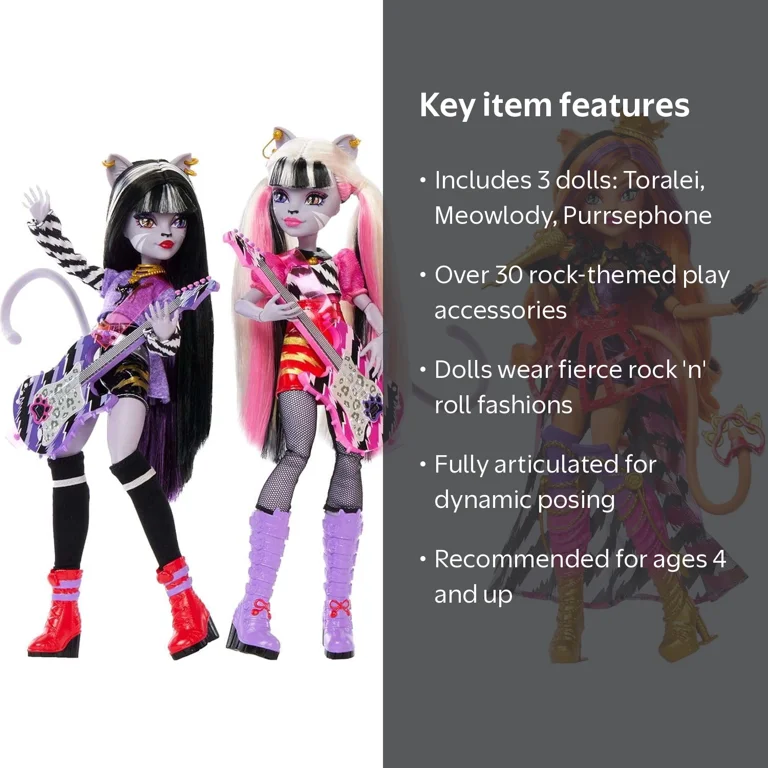Monster High The Hissfits Purrsephone, Meowlody & Toralei Doll 3pk