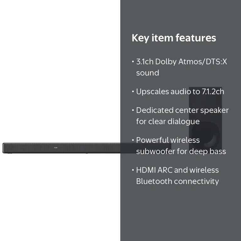 Sony HT-G700: 3.1CH Dolby Atmos/DTS:X Soundbar, Wireless Subwoofer