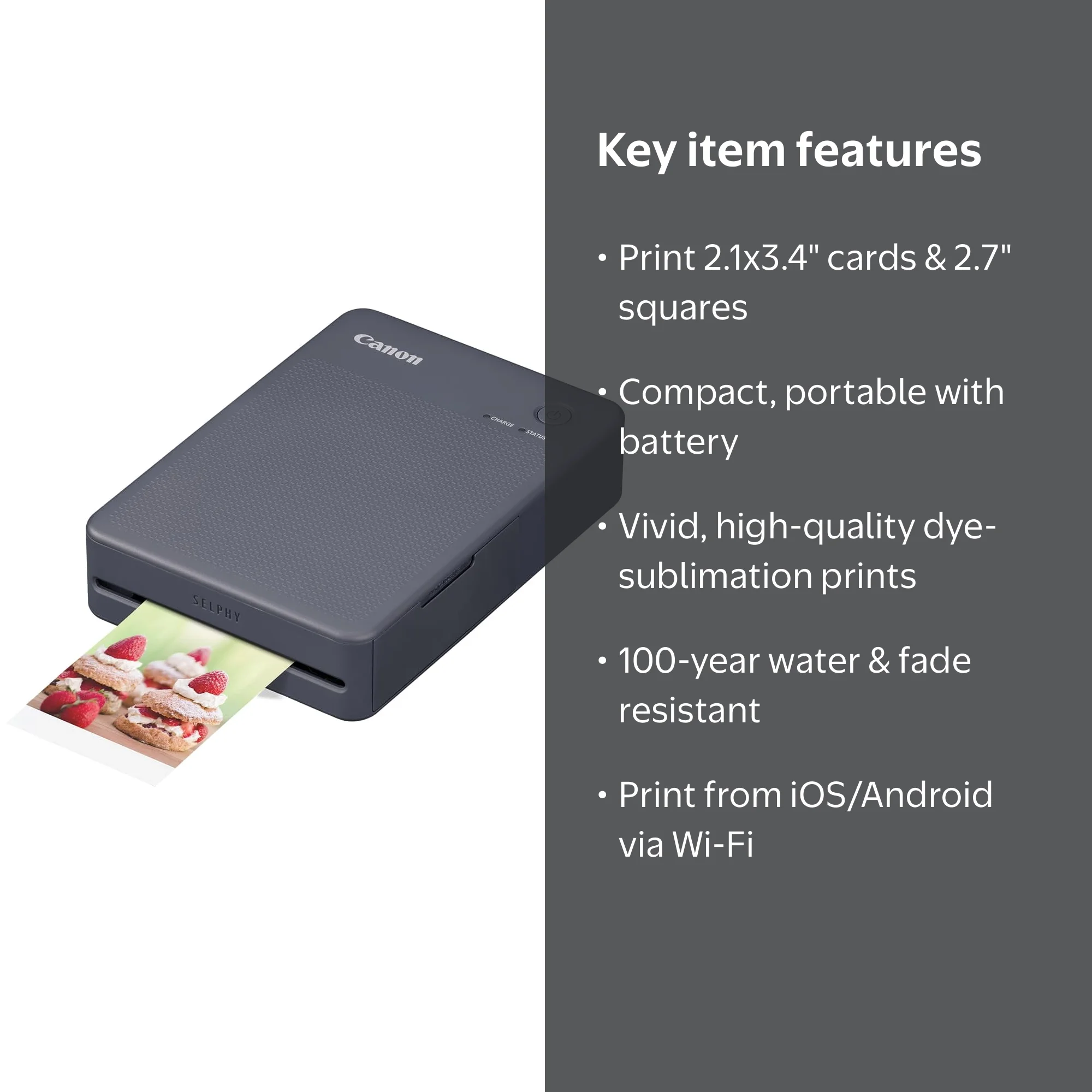 Canon SELPHY QX20 Compact Photo Printer Dark Gray - Walmart.com