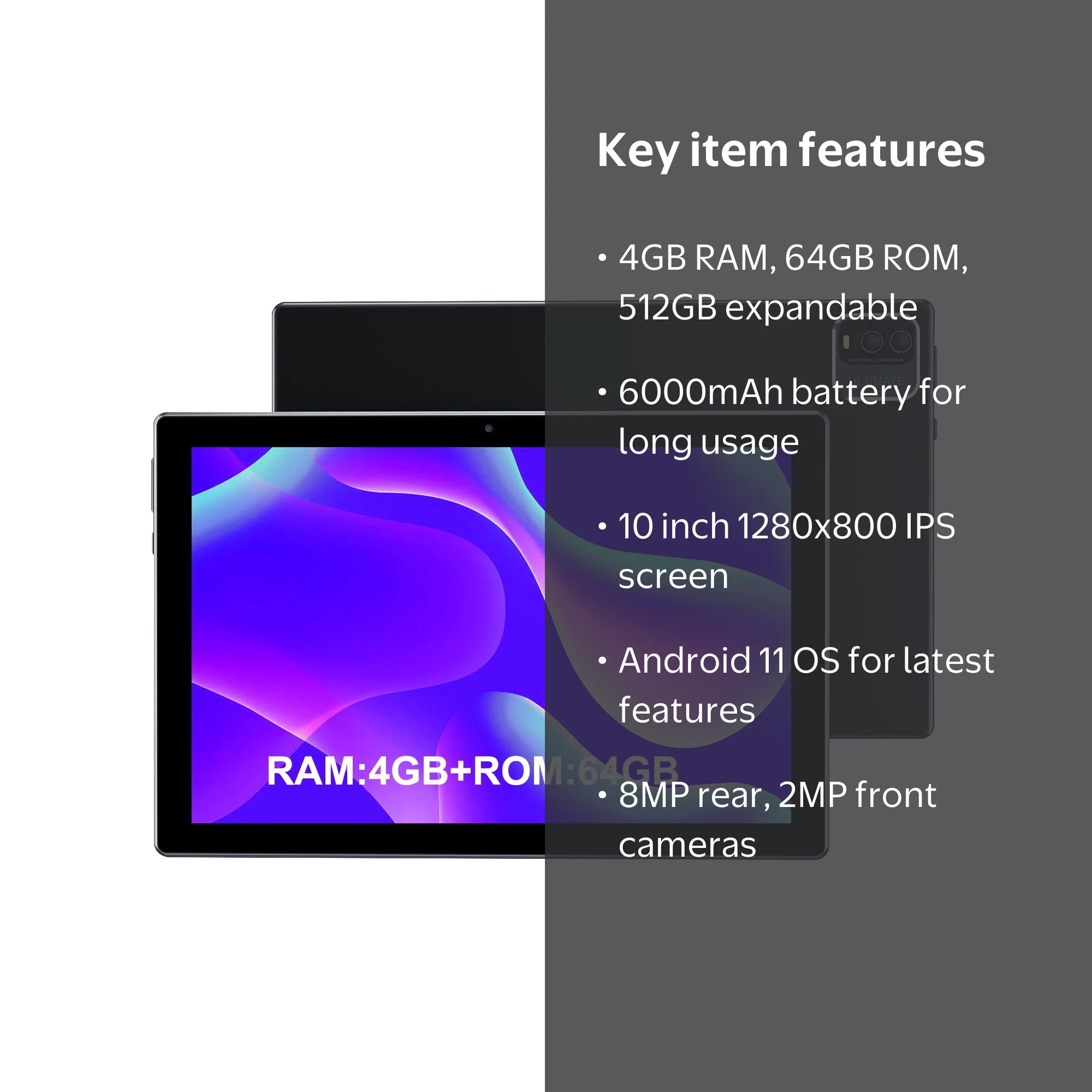 Coopers 10 inch Tablet, 4GB RAM 64GB ROM with WiFi, Bluetooth