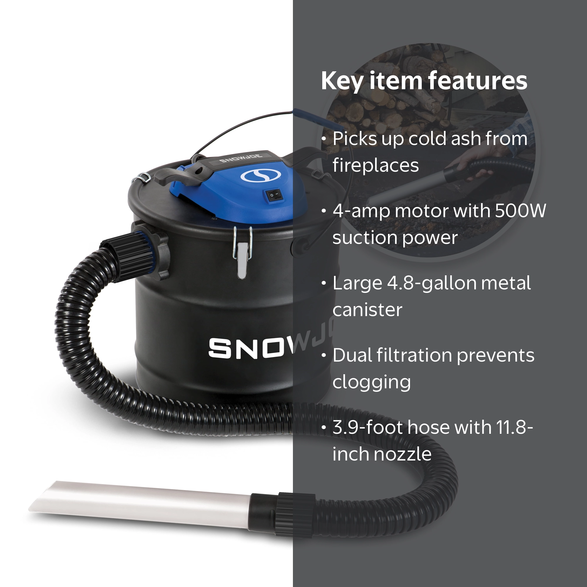 Snow Joe, Ash Vacuum Cleaner, 4.8-gallon, Metal Canister - Walmart.com