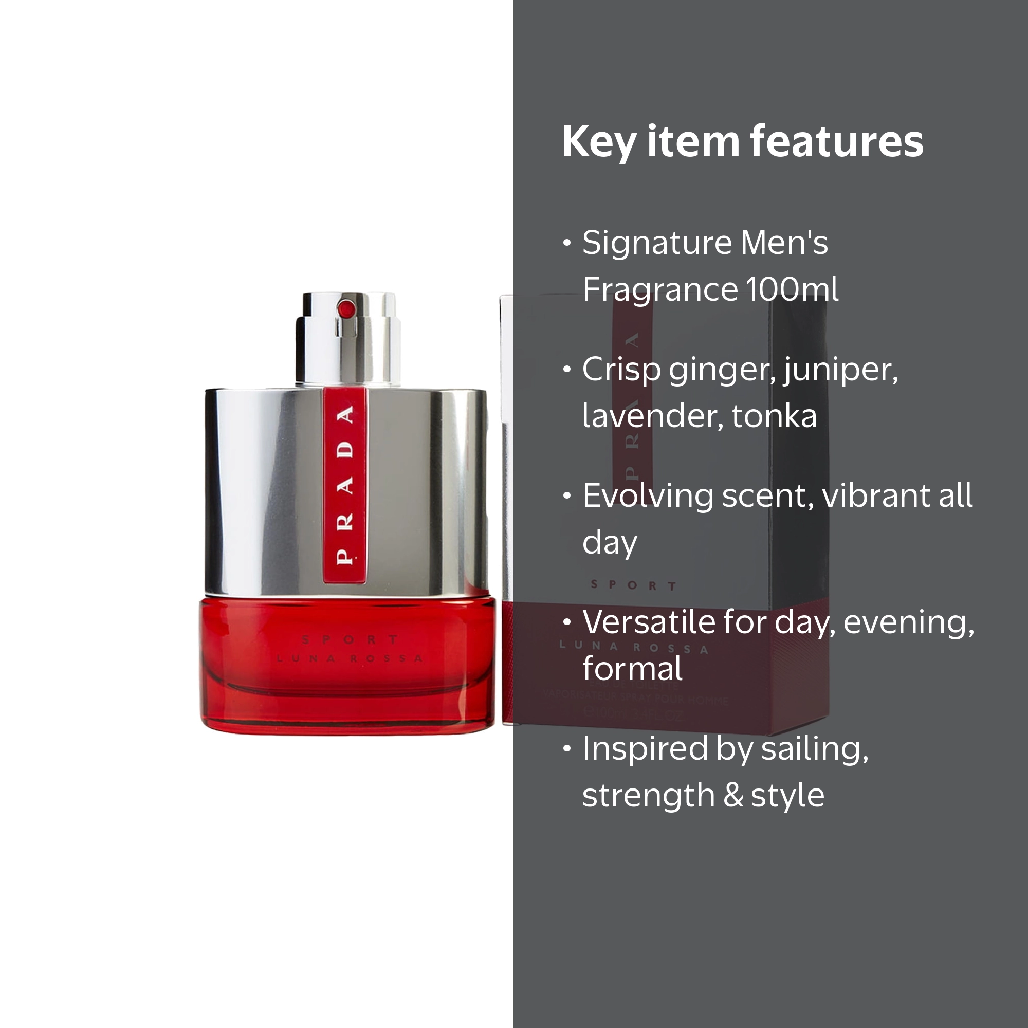 Prada Luna Rossa Sport Cologne, Eau de Toilette Spray, Ginger