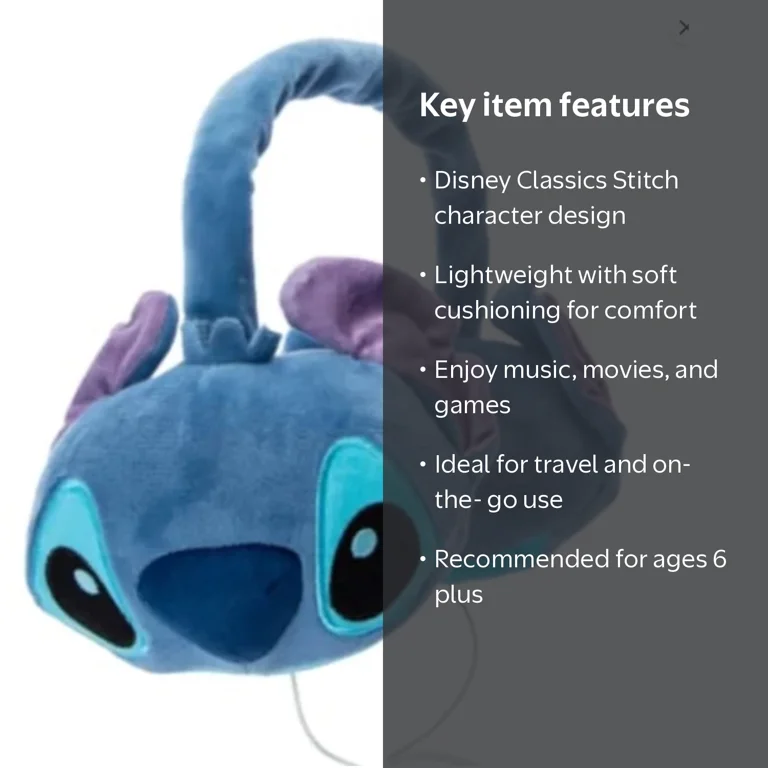 Stitch Plush Wired Headphones for Back to School & College