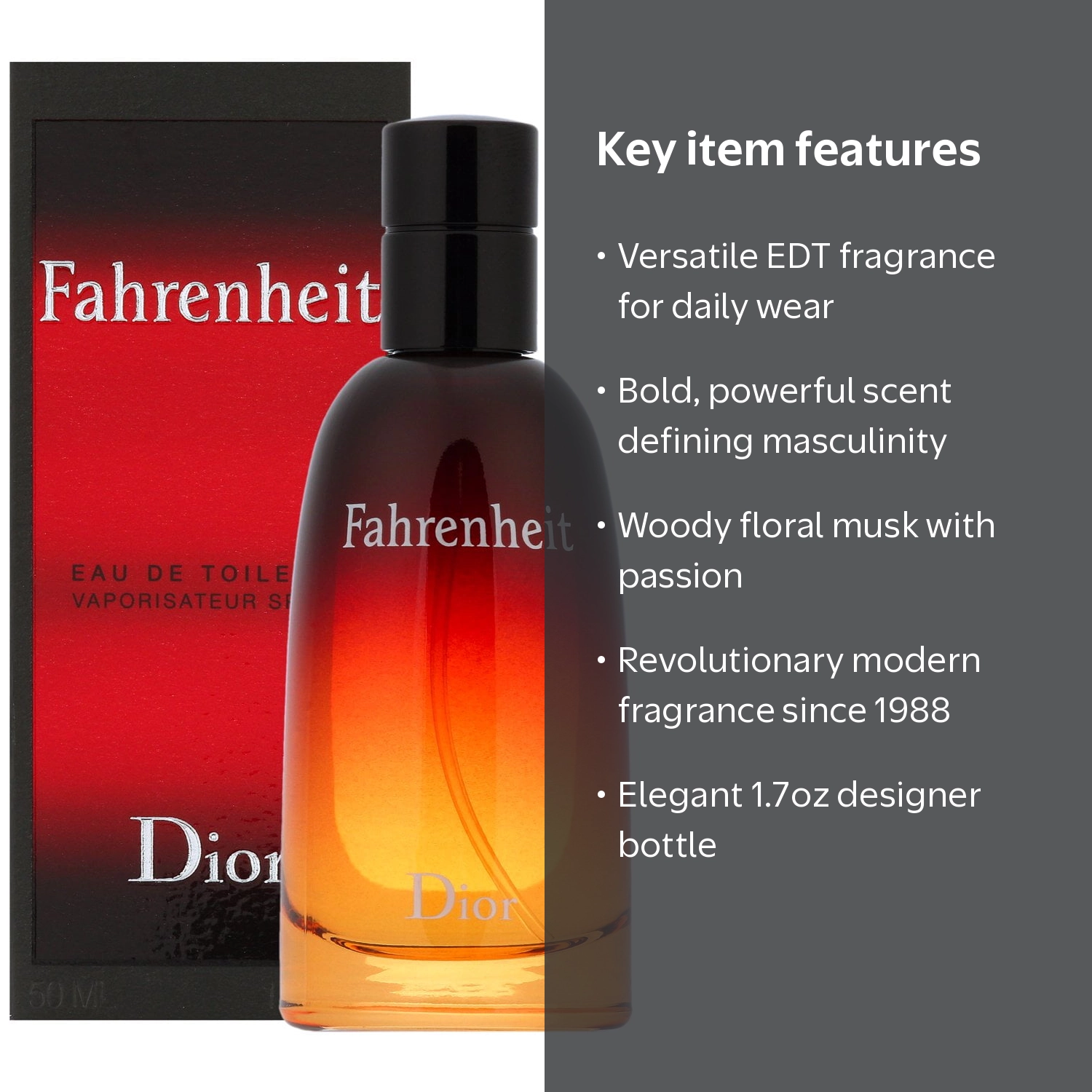 Christian Dior Fahrenheit Cologne for Men, 1.7 Oz, Woody floral