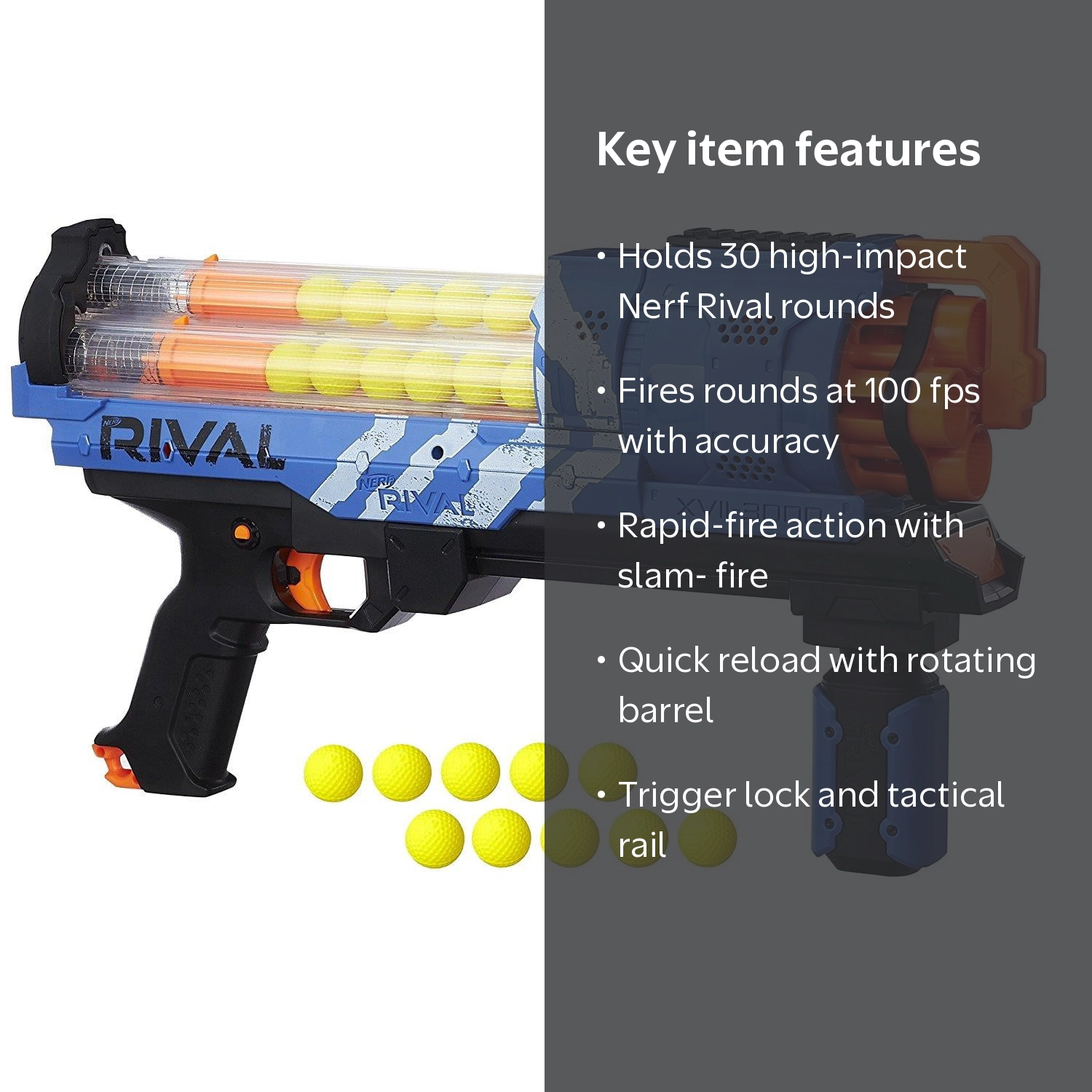 Nerf Rival Artemis XVII-3000 High Capacity Blue Blaster Gun with