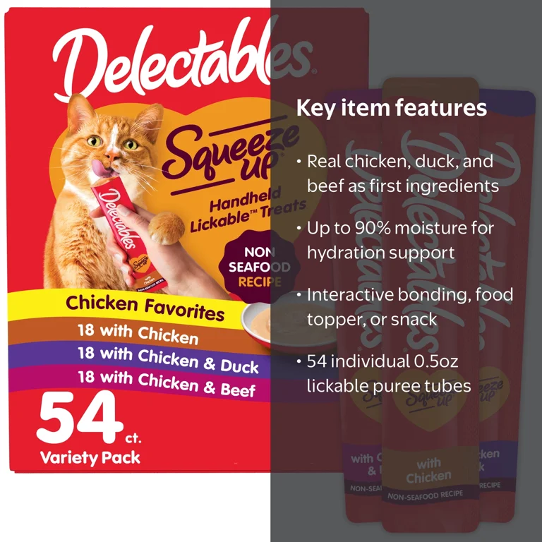 Hartz Delectables Squeeze up Non-Seafood Variety Pack Lickable Wet