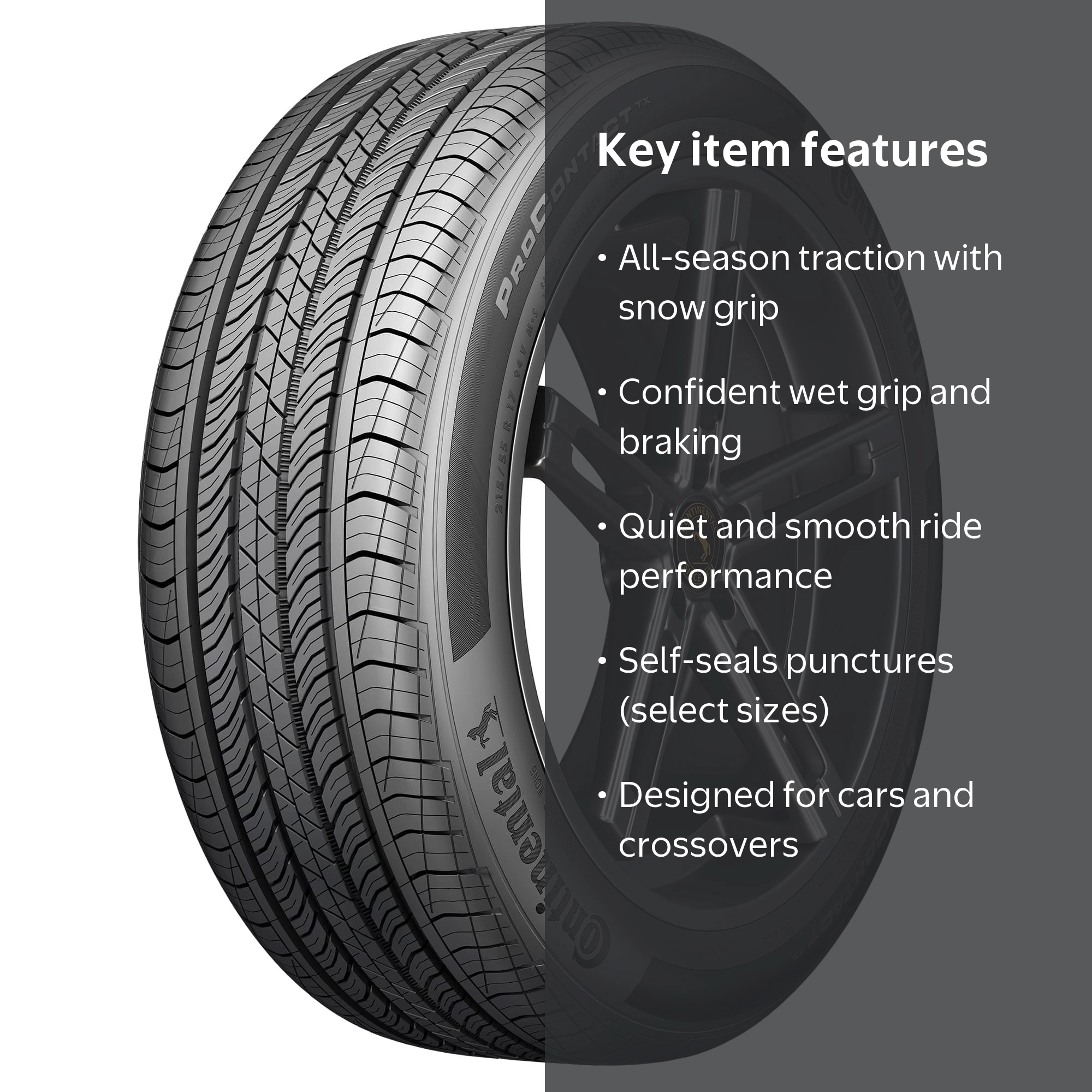 T2176[送料無料]CONTINENTAL 215/55R17 Continental, All Season Tire, 215/55R17, 94V, Built for Light Snow