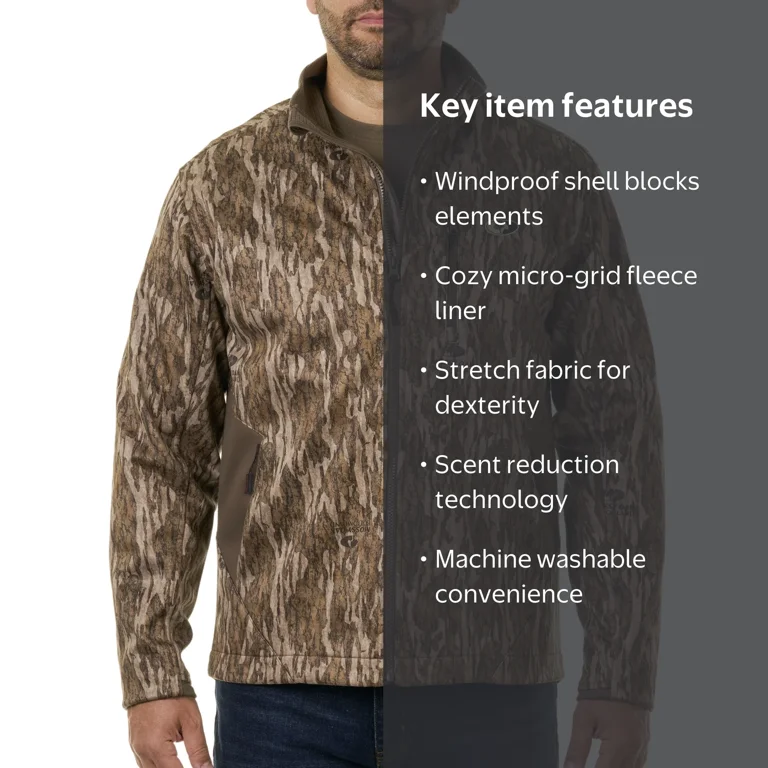 Mossy Oak Chill Cutter Men's Softshell Hunting Jacket, Mossy Oak
