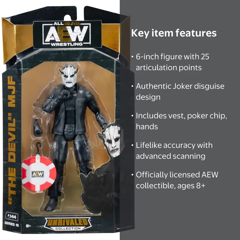 AEW Unrivaled MJF Joker 6 inch Figure, includes Entrance Vest