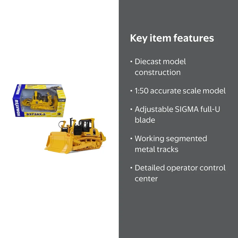 KOMATSU D275AX-5 1:50スケールモデル Komatsu D275AX-5 SIGMA Dozer with Ripper 1/50 Diecast Model by