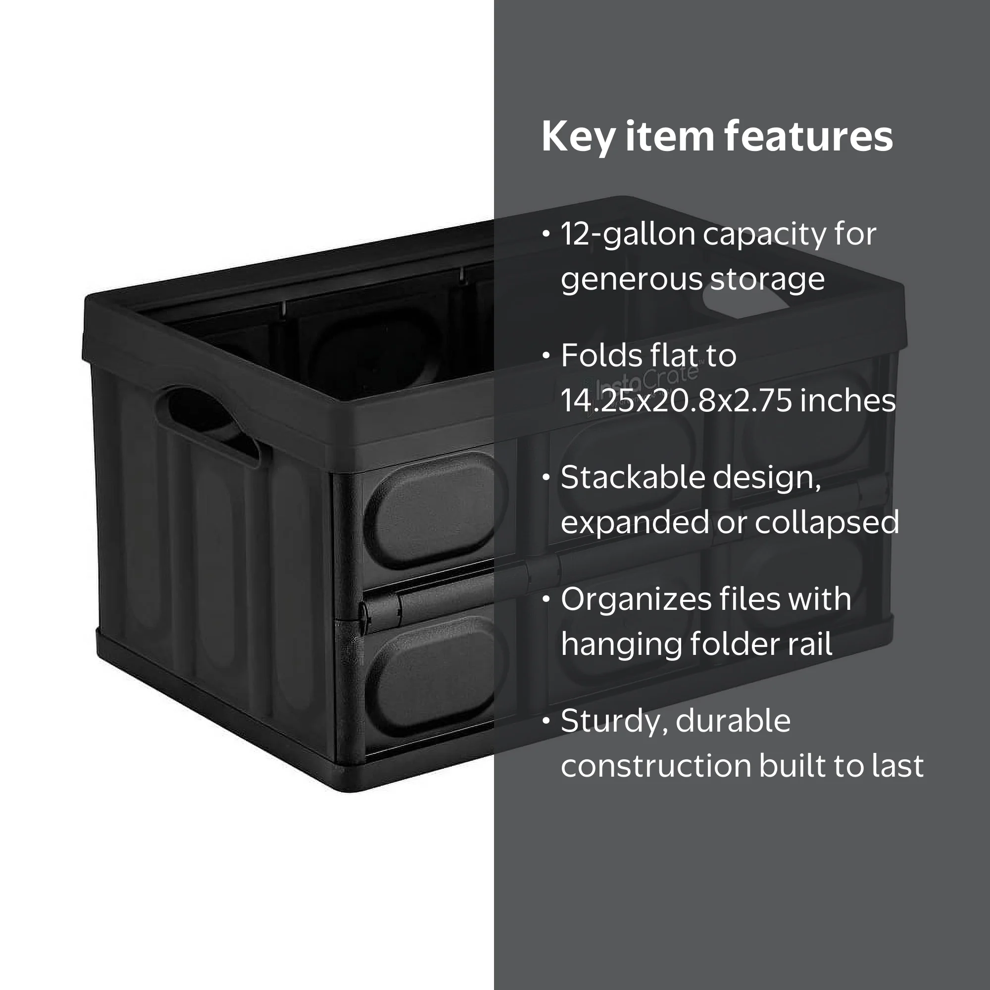 Greenmade Instacrate Black: Collapsible Storage Crate, Foldable