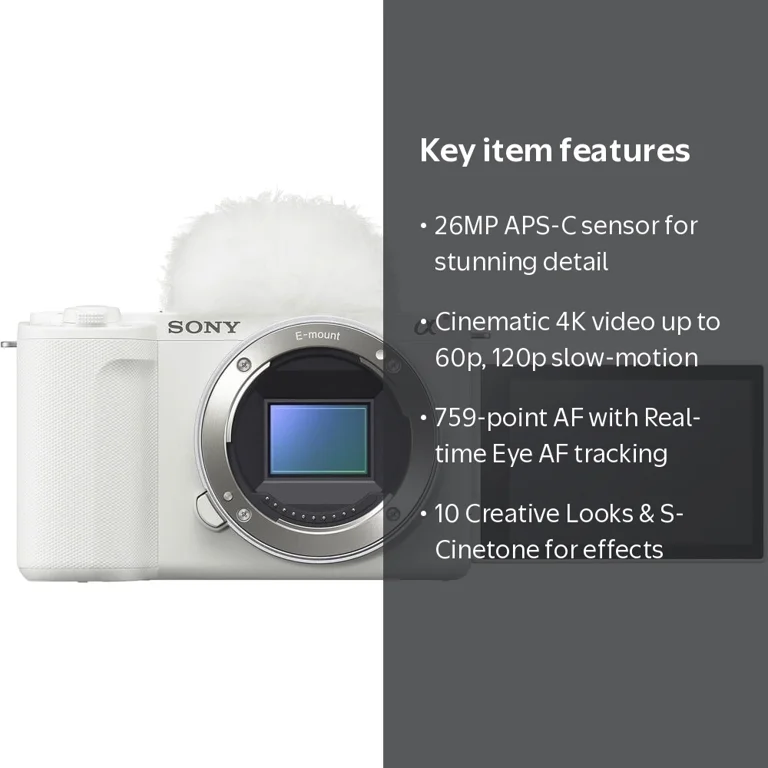 Sony Alpha ZV-E10 II Mirrorless Camera, Black, 3 in, APS-C, 26MP