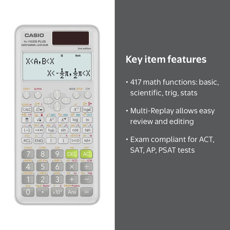 Casio FX-115ESPLUS2 Scientific Calculator White, High School and Casio FX-115ESPLUS2 Scientific Calculator White, High School and