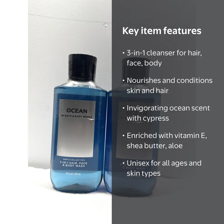 Bath & Body Works 3in1ヘア・フェイス・ボディウォッシュ3本 Bath and Body Works Ocean Men 3-in-1 Hair Face Body Wash 10 fl oz