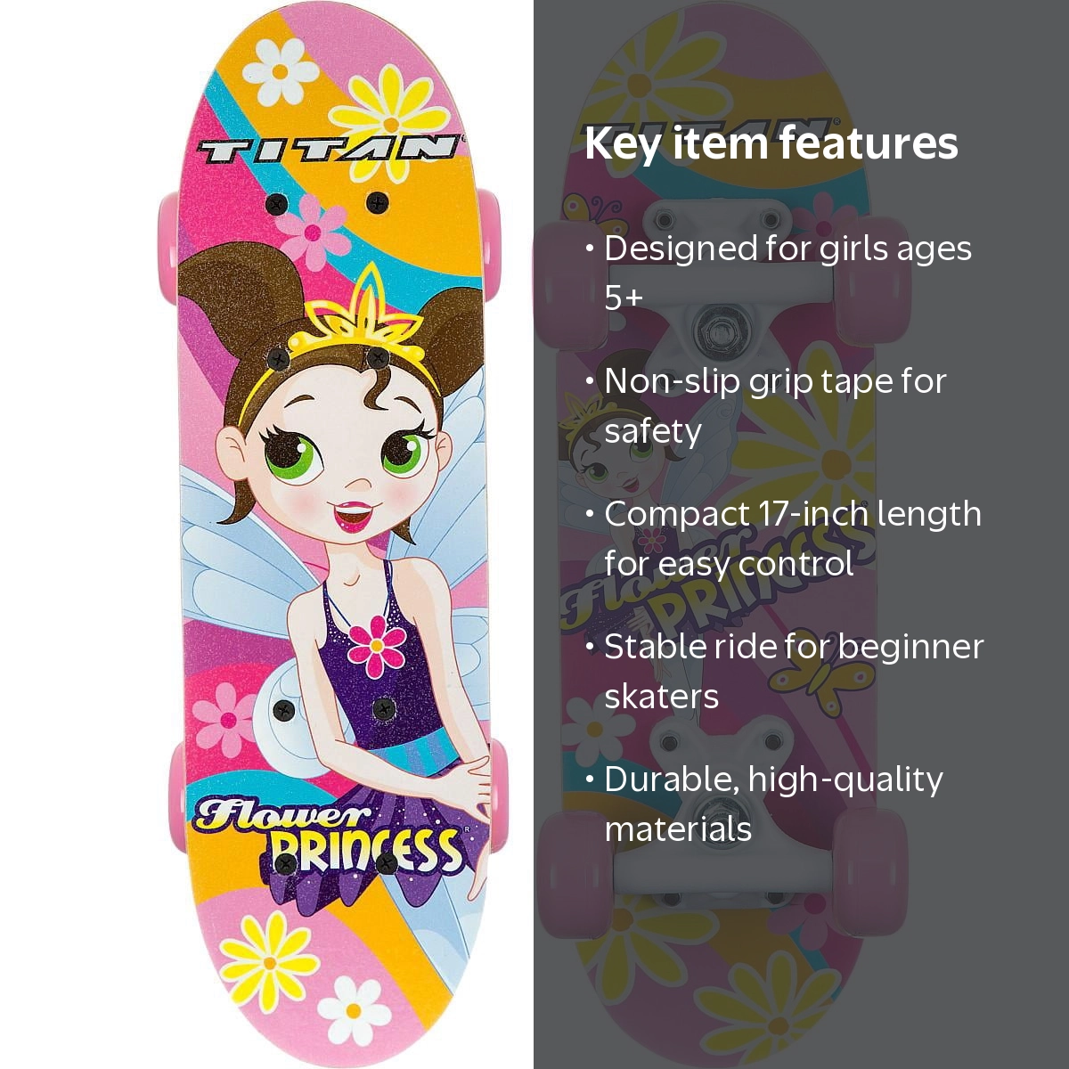 Titan Flower Princess Complete Skateboard for Girls 5 year and