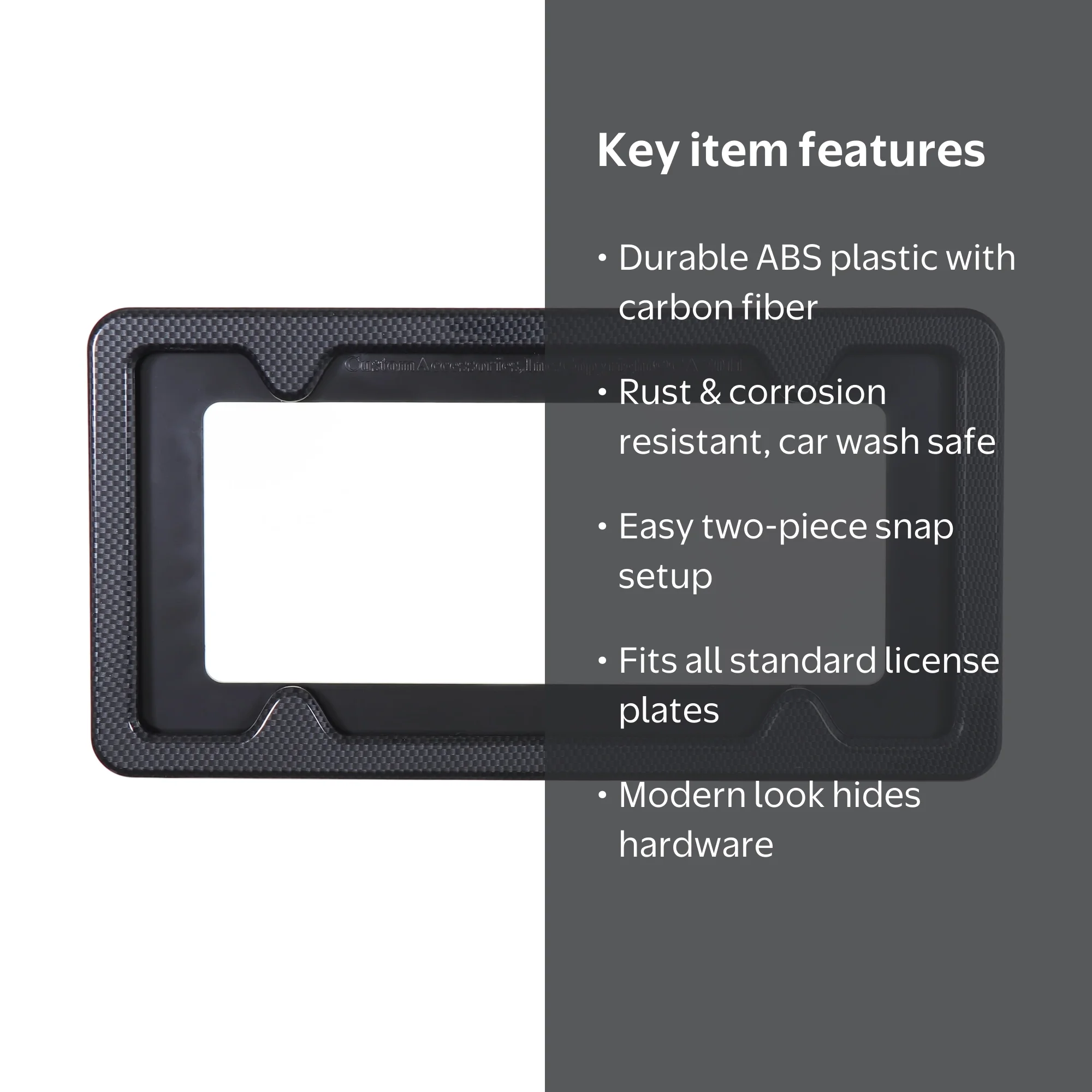 Auto Drive Carbon Fiber Stealth License Plate Frame Durable ABS